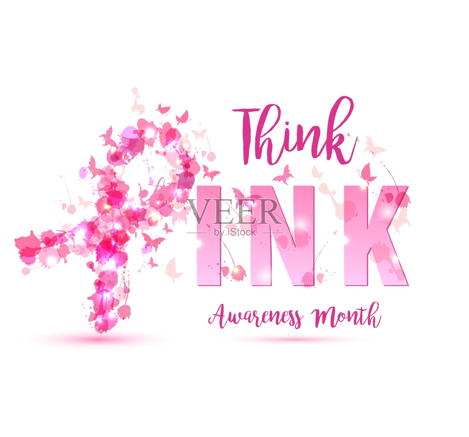 乳腺癌意识概念粉红丝带设计元素图片