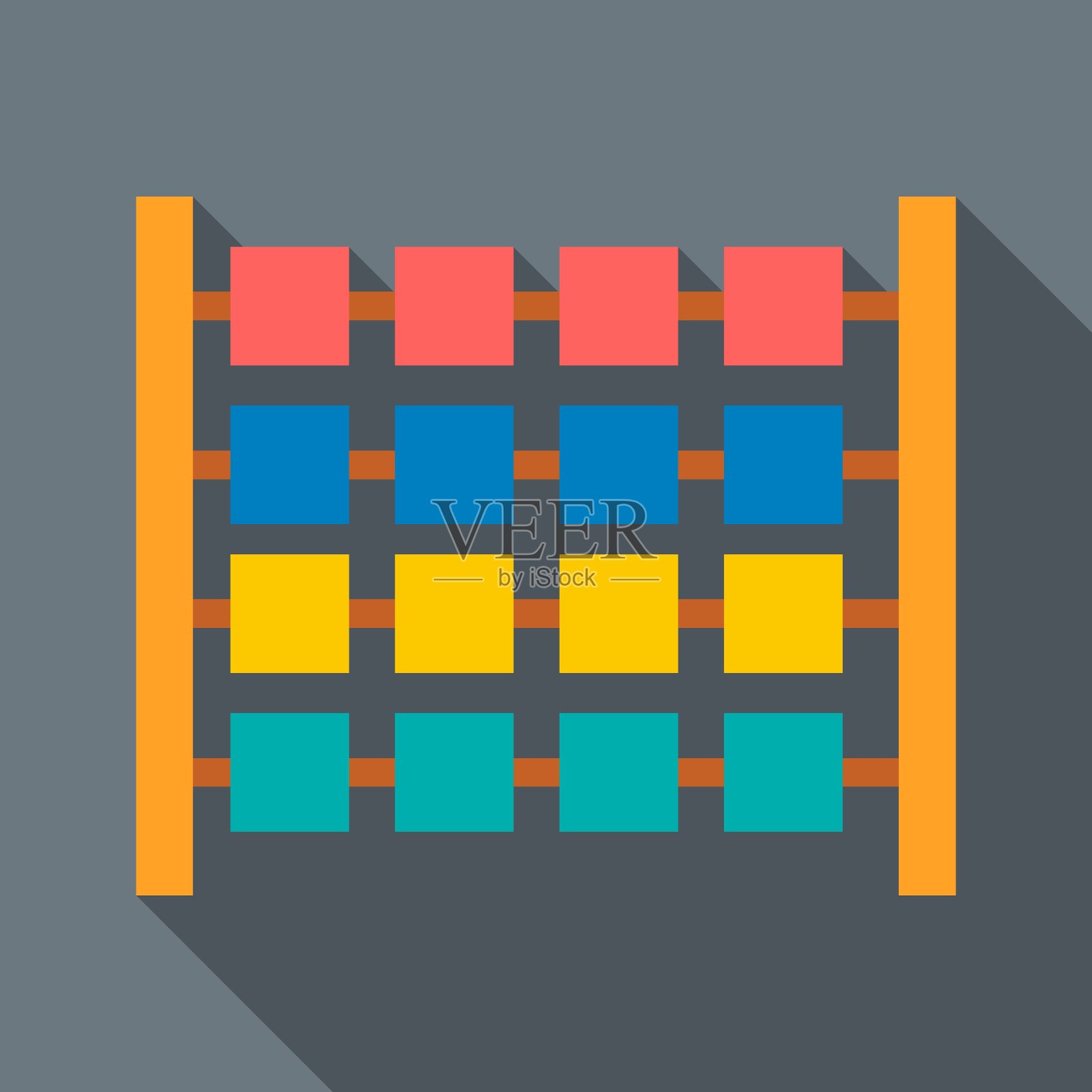 吊桥上的儿童游乐场图标平坦风格插画图片素材