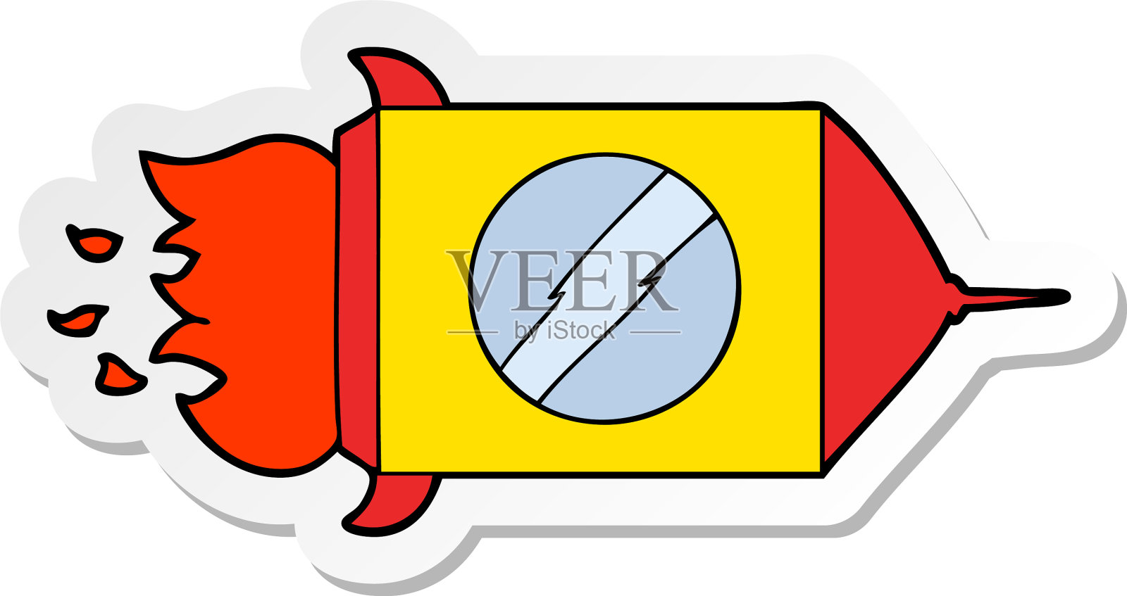 卡通太空火箭的贴纸图标素材