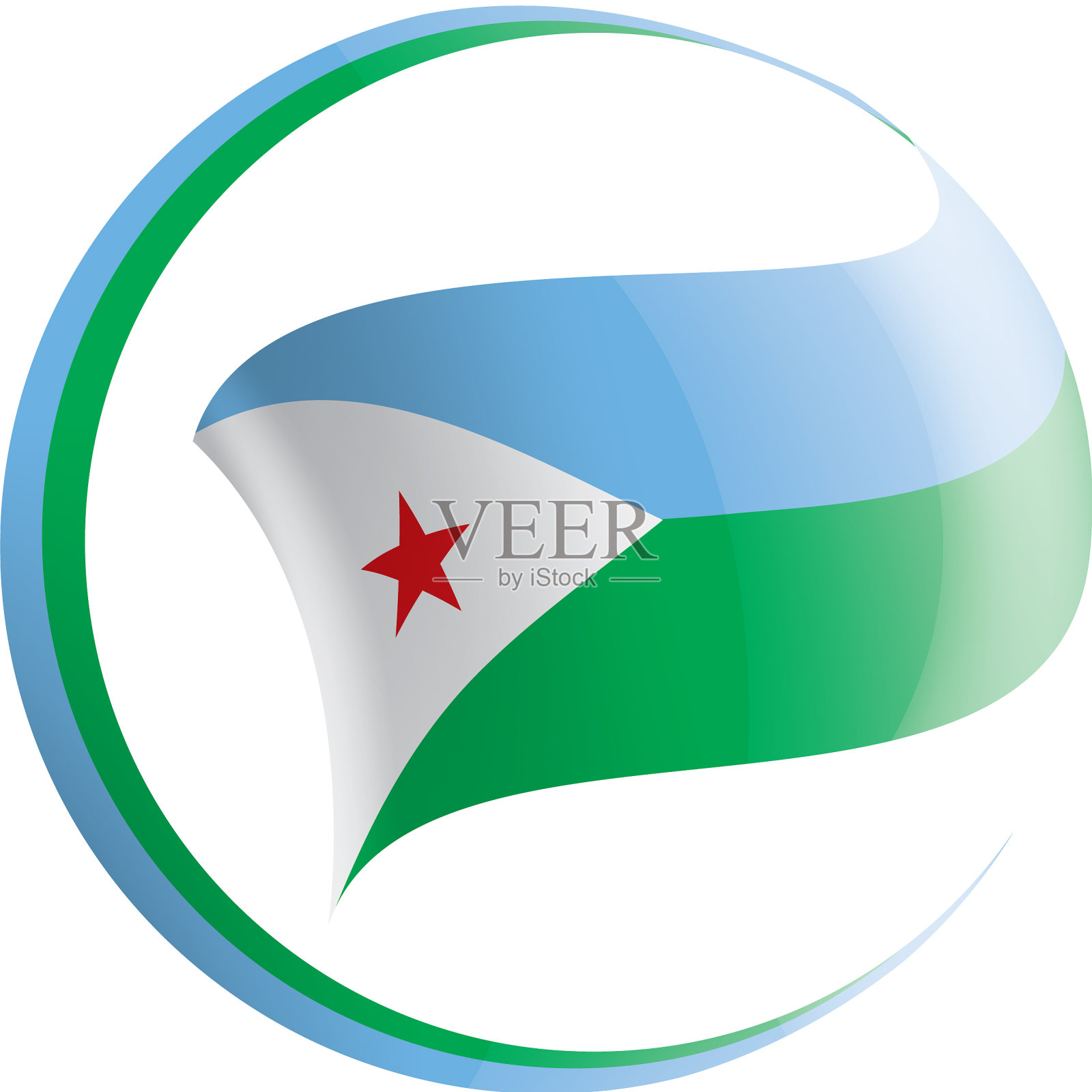 吉布提国旗上印着白色设计元素图片