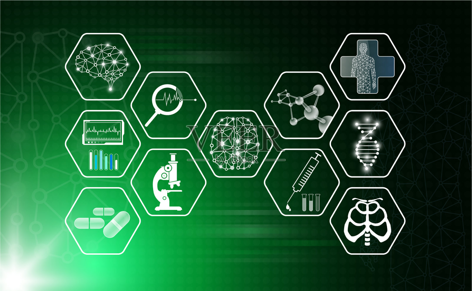 摘要绿色背景技术概念插画图片素材