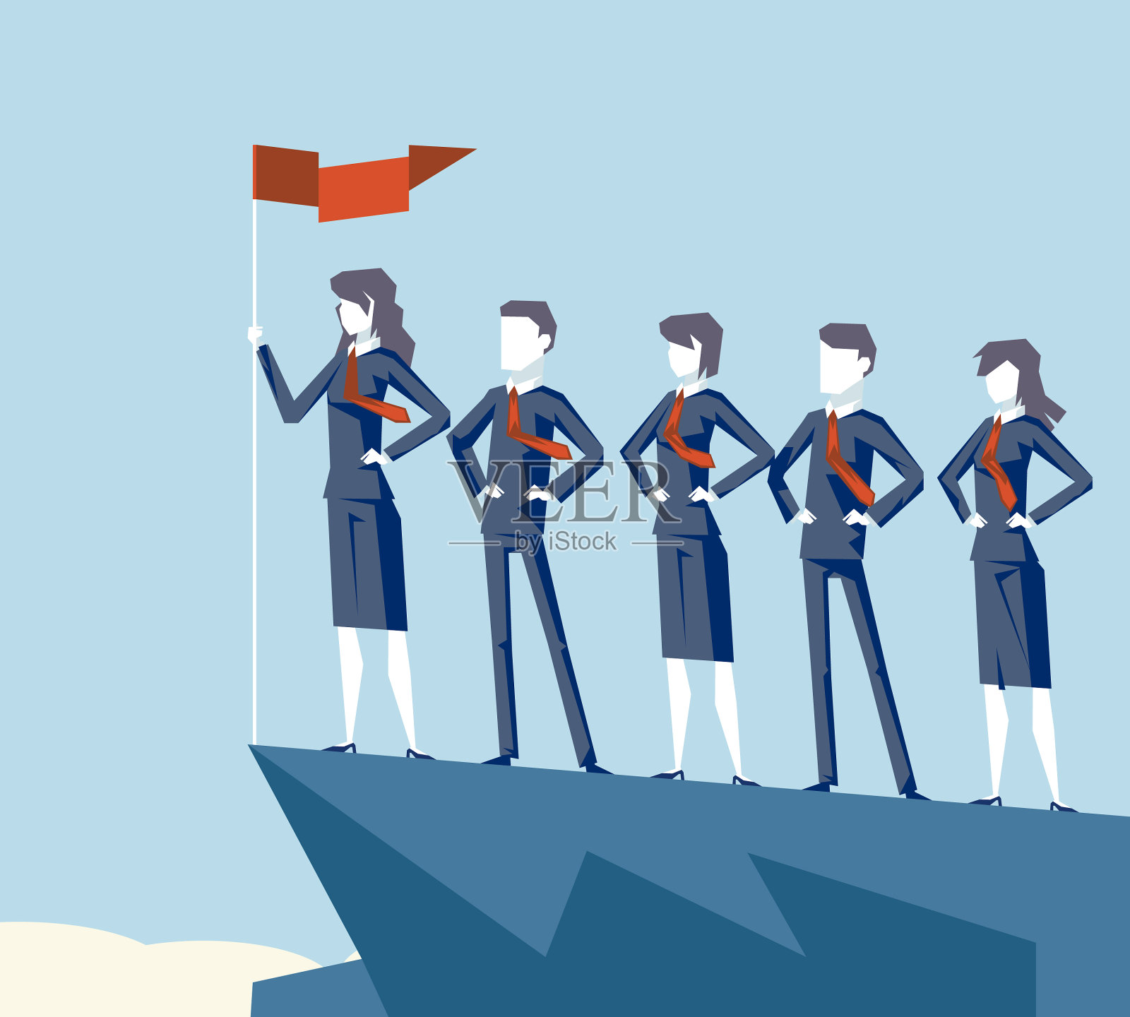女性领导企业团队合作事业成功插画图片素材