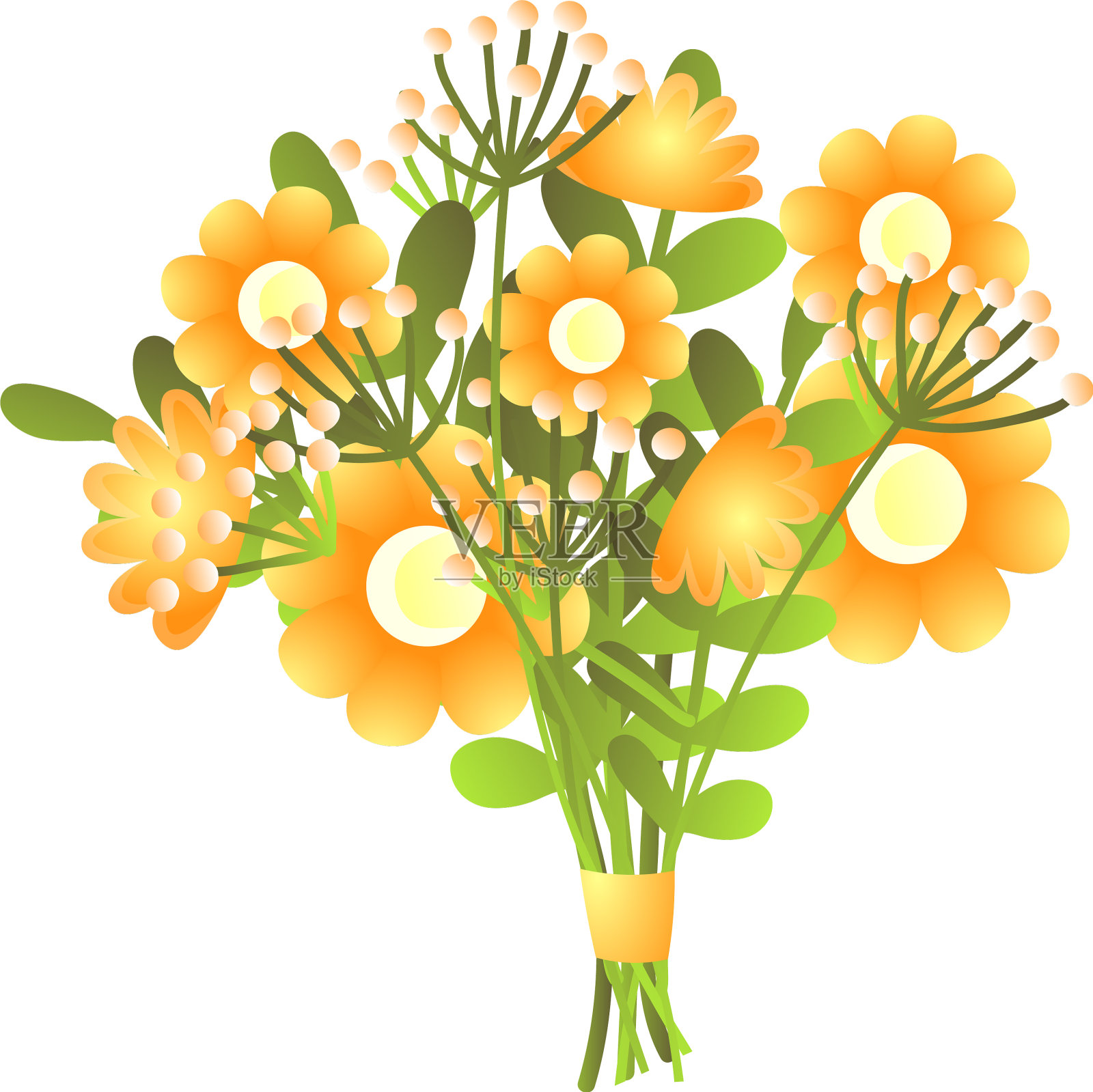 鲜艳鲜艳的黄色花朵捧花设计元素图片