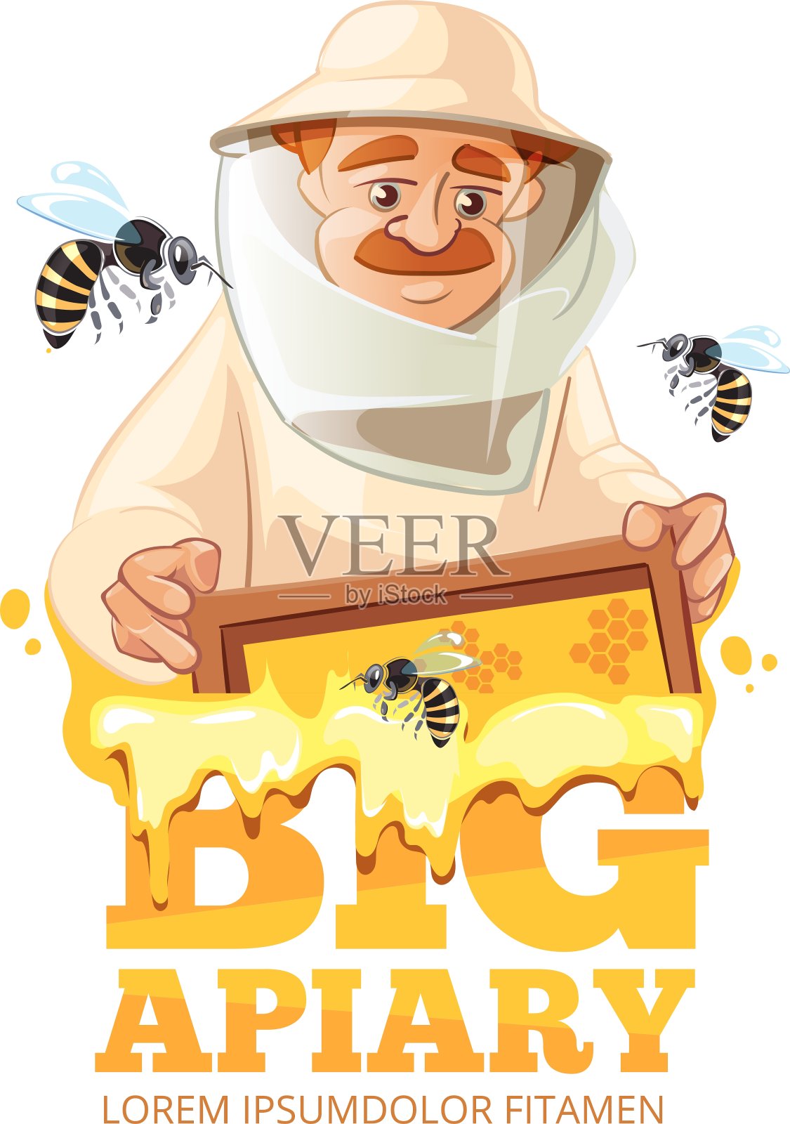 穿着服装的养蜂人的象征插画图片素材