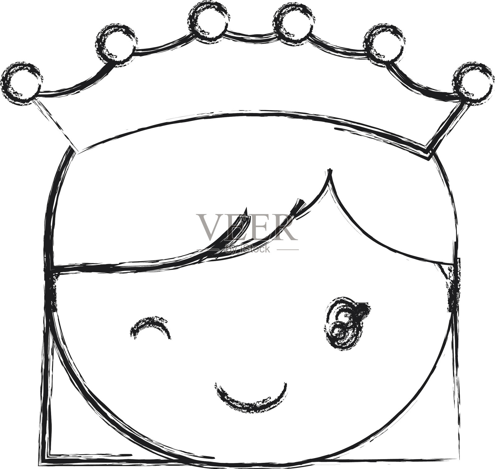 戴着冠冕的卡通女孩插画图片素材