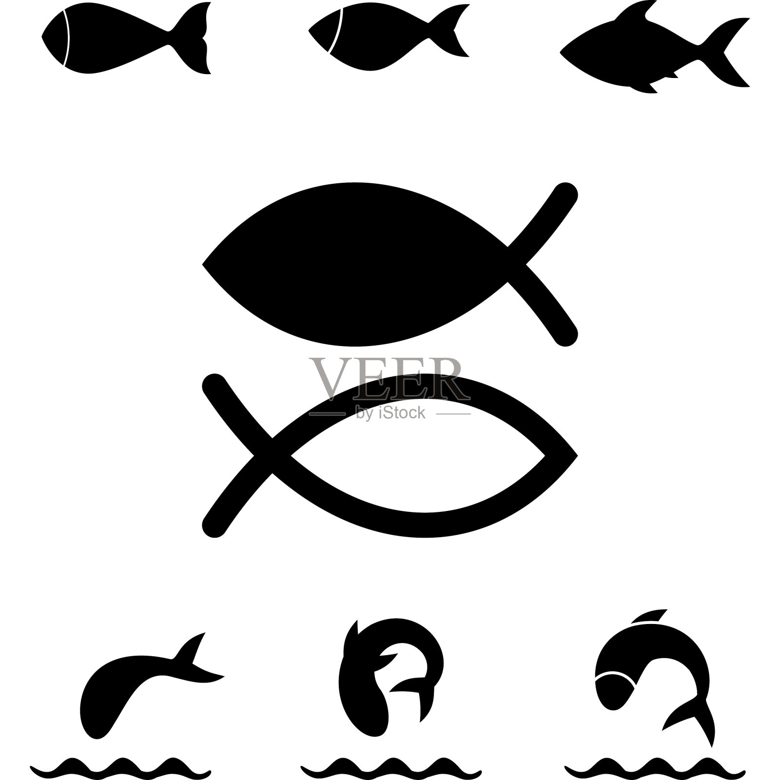 鱼的图标或标志插画图片素材