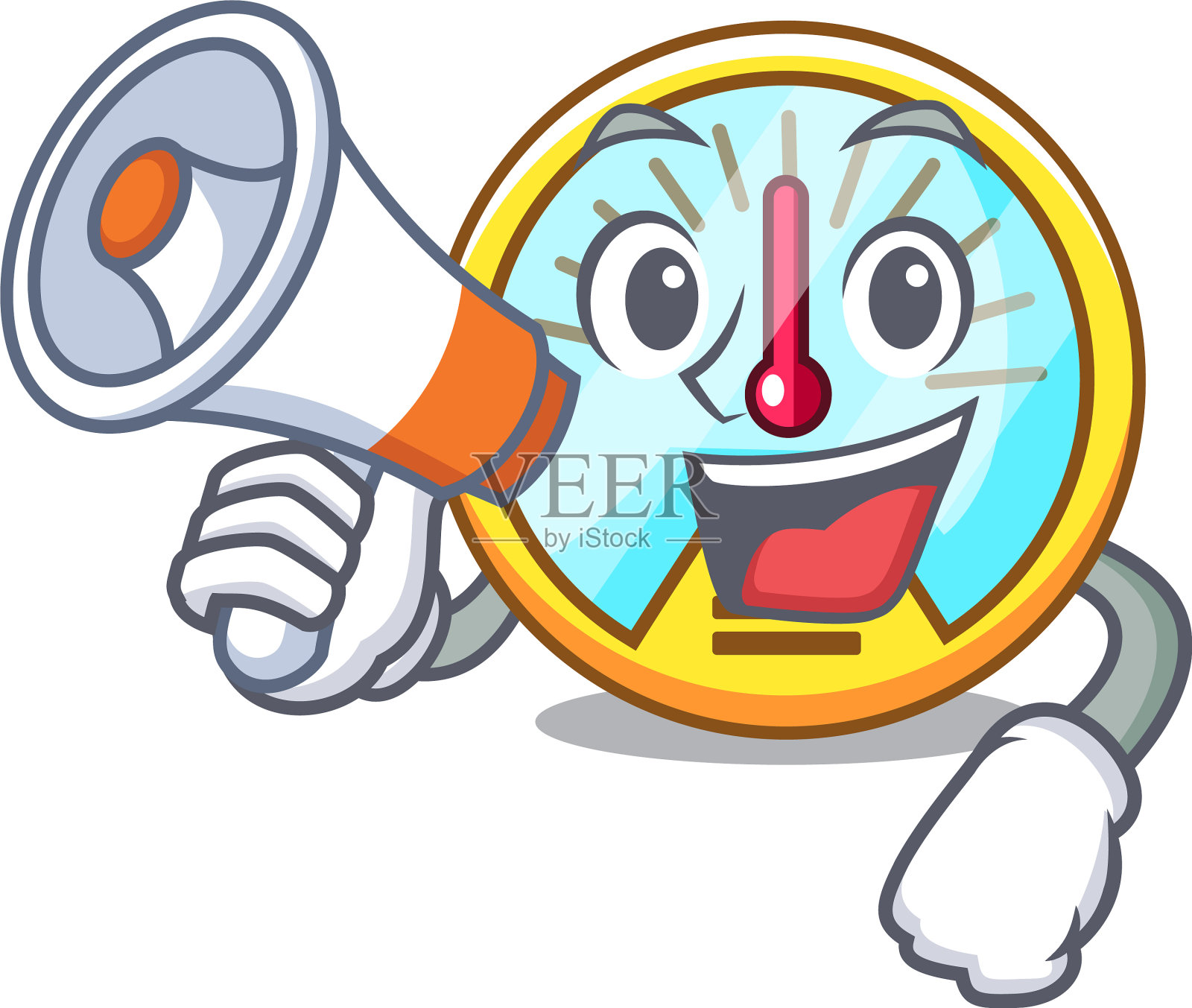 与扩音器速度计在一个卡通的形状设计元素图片