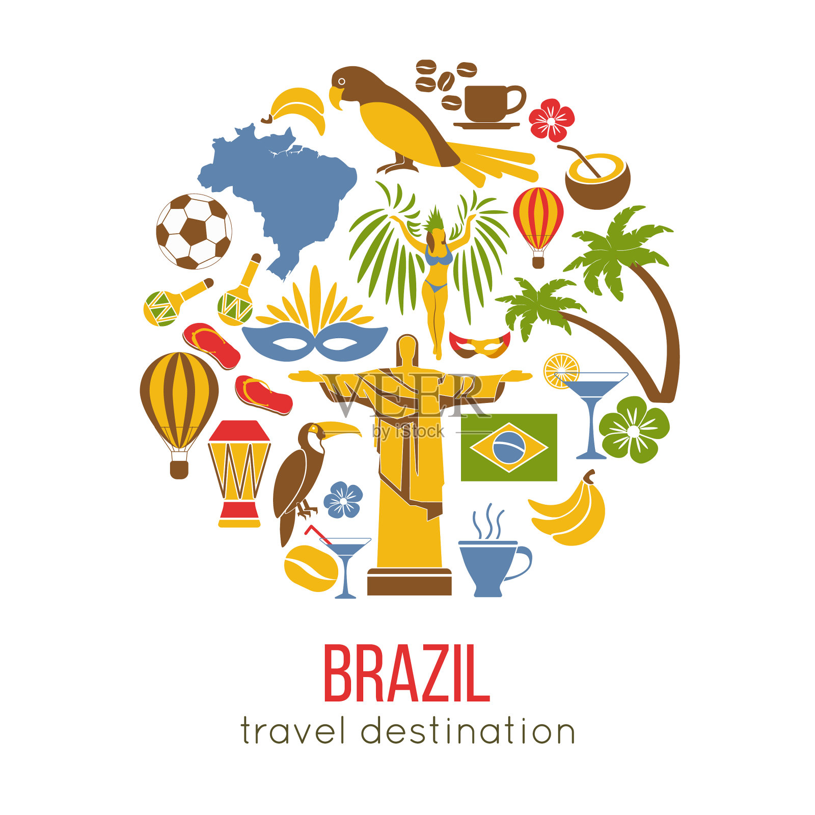 巴西著名的观光地标和景点插画图片素材