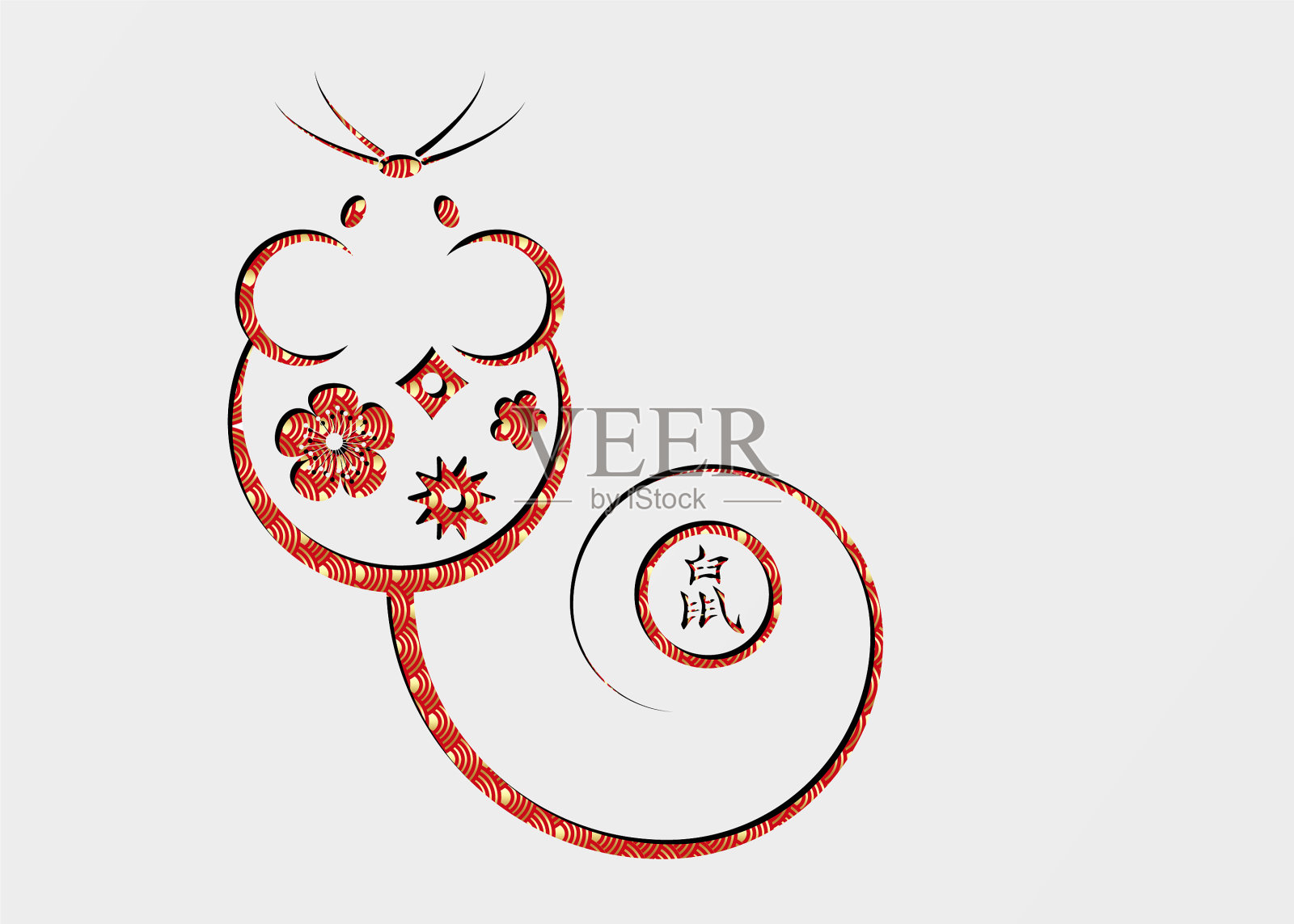 农历鼠年新年快乐插画图片素材