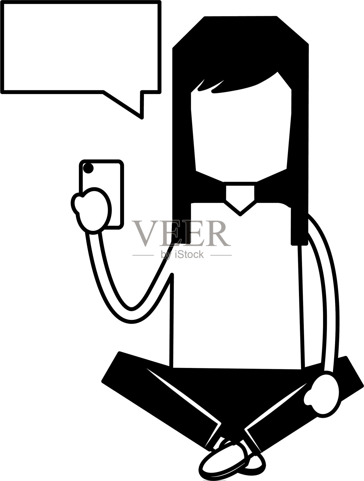 女性使用手机语音泡泡社交媒体设计元素图片