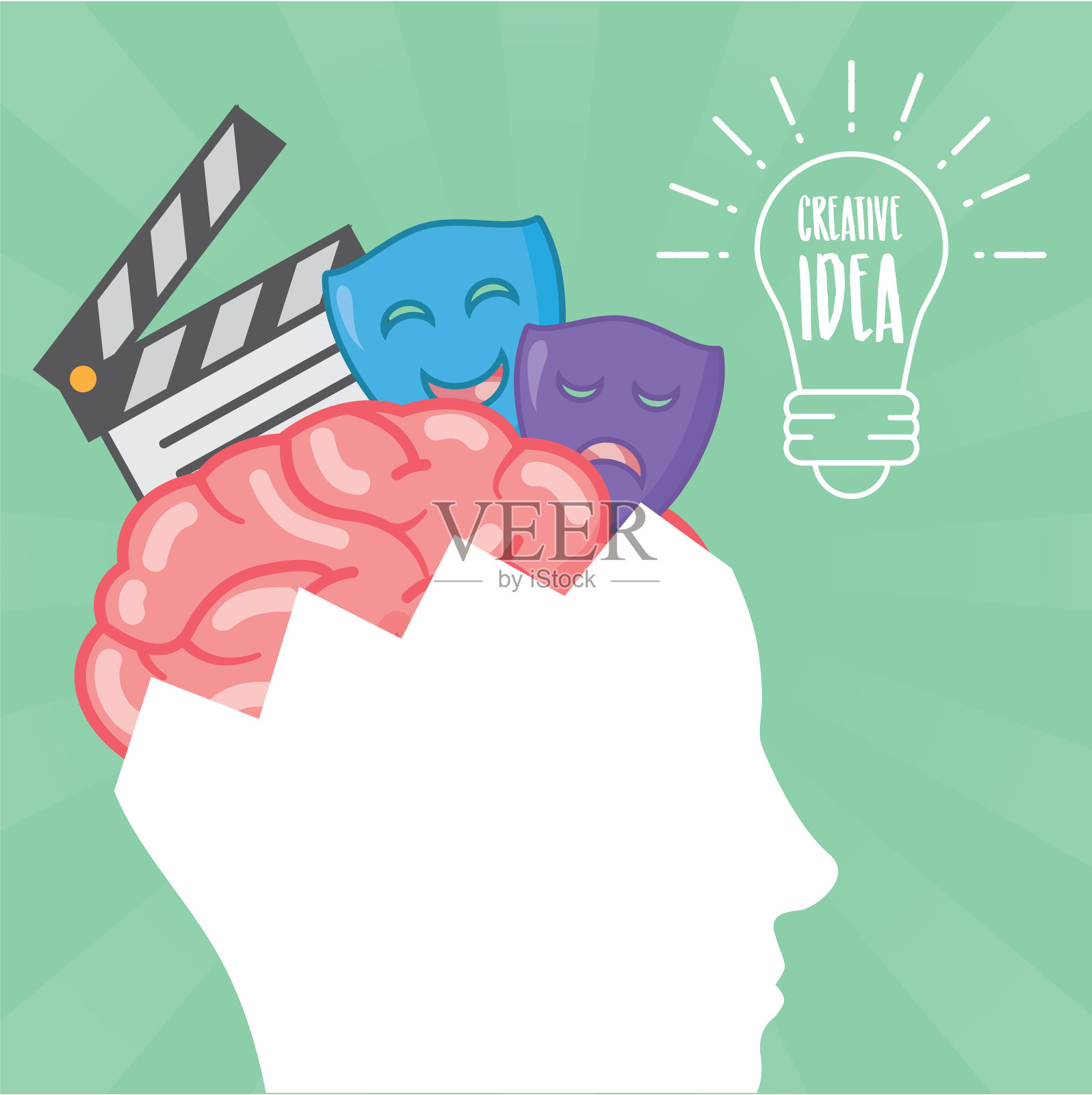 大脑的想法创意插画图片素材