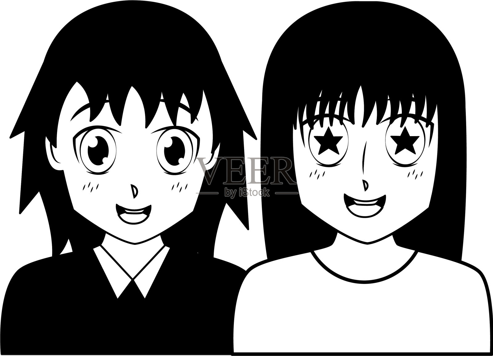 动漫女孩肖像漫画设计元素图片