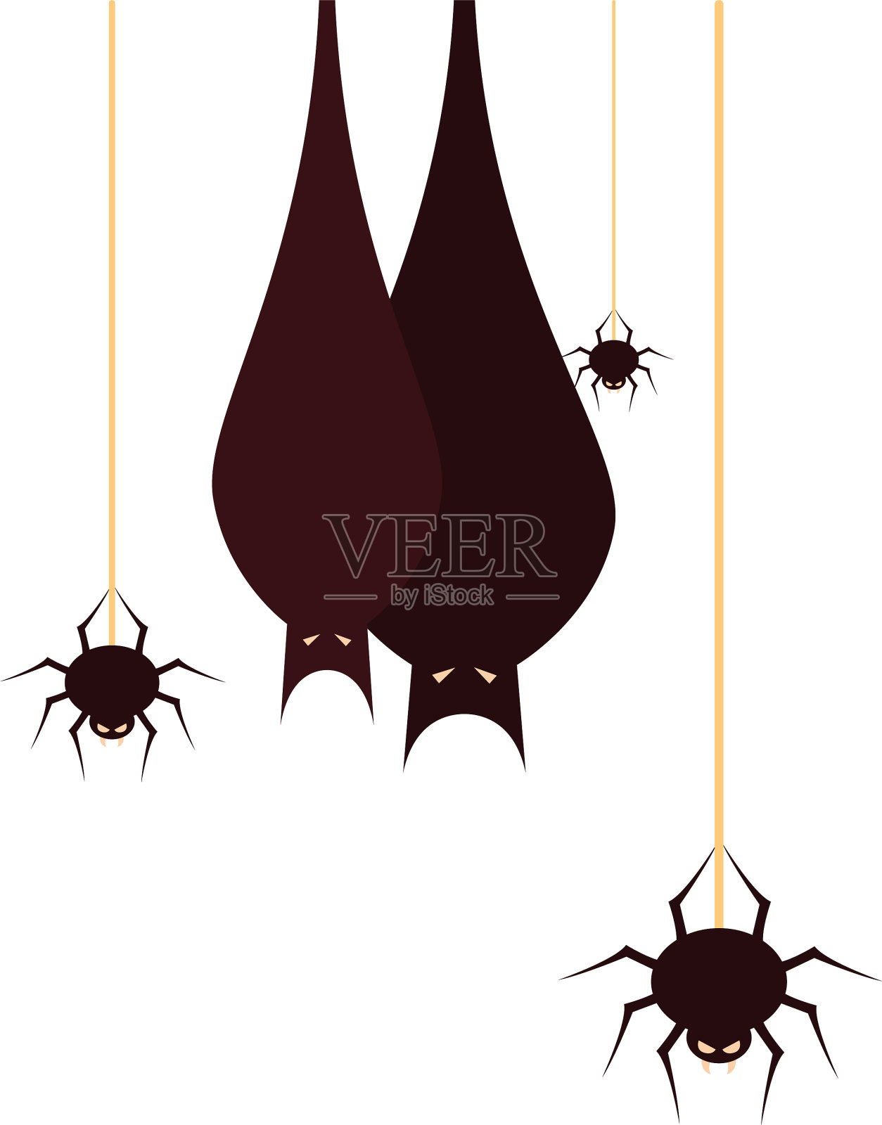 悬挂蝙蝠快乐庆祝万圣节的设计设计元素图片