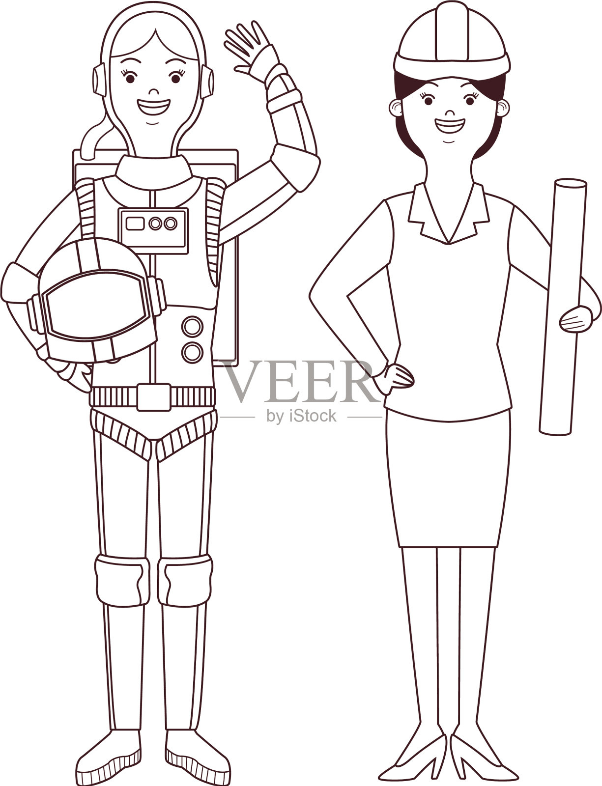 女性职业和职业的化身插画图片素材