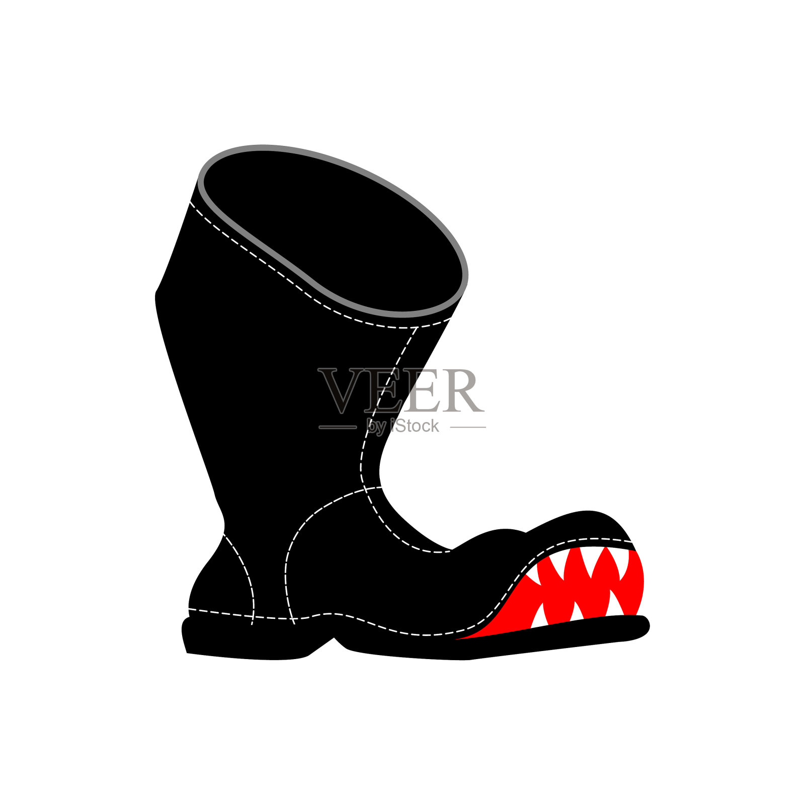 破旧的靴子和牙齿，可怜的旧鞋孤立设计元素图片