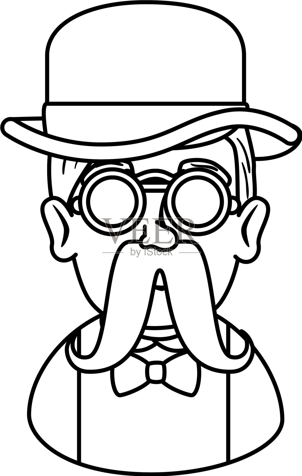 留着小胡子，戴着礼帽的潮男设计元素图片