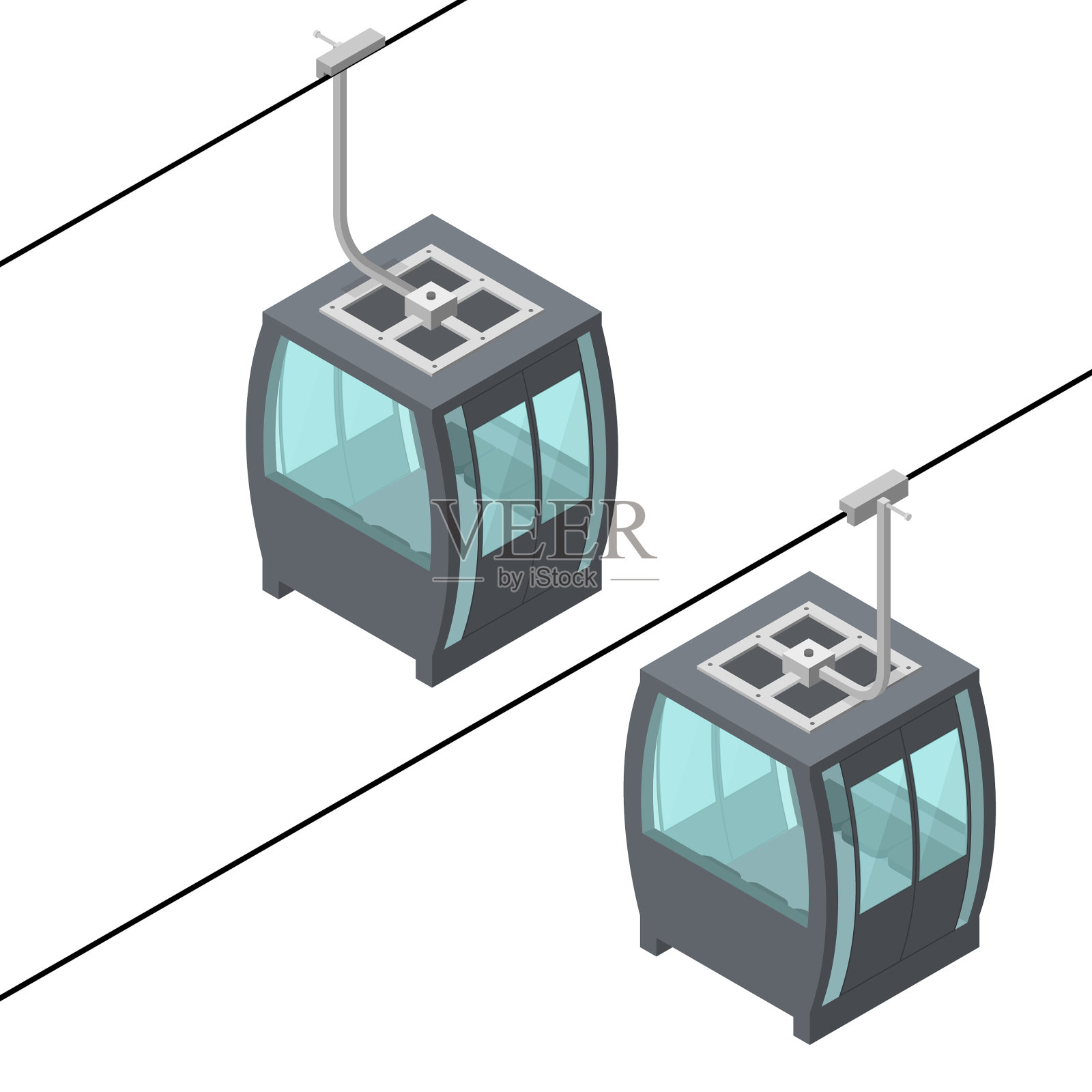 索道铁路等距视图设计元素图片