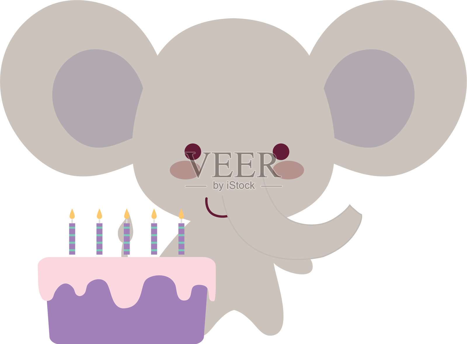 可爱的小象和甜甜的蛋糕设计元素图片