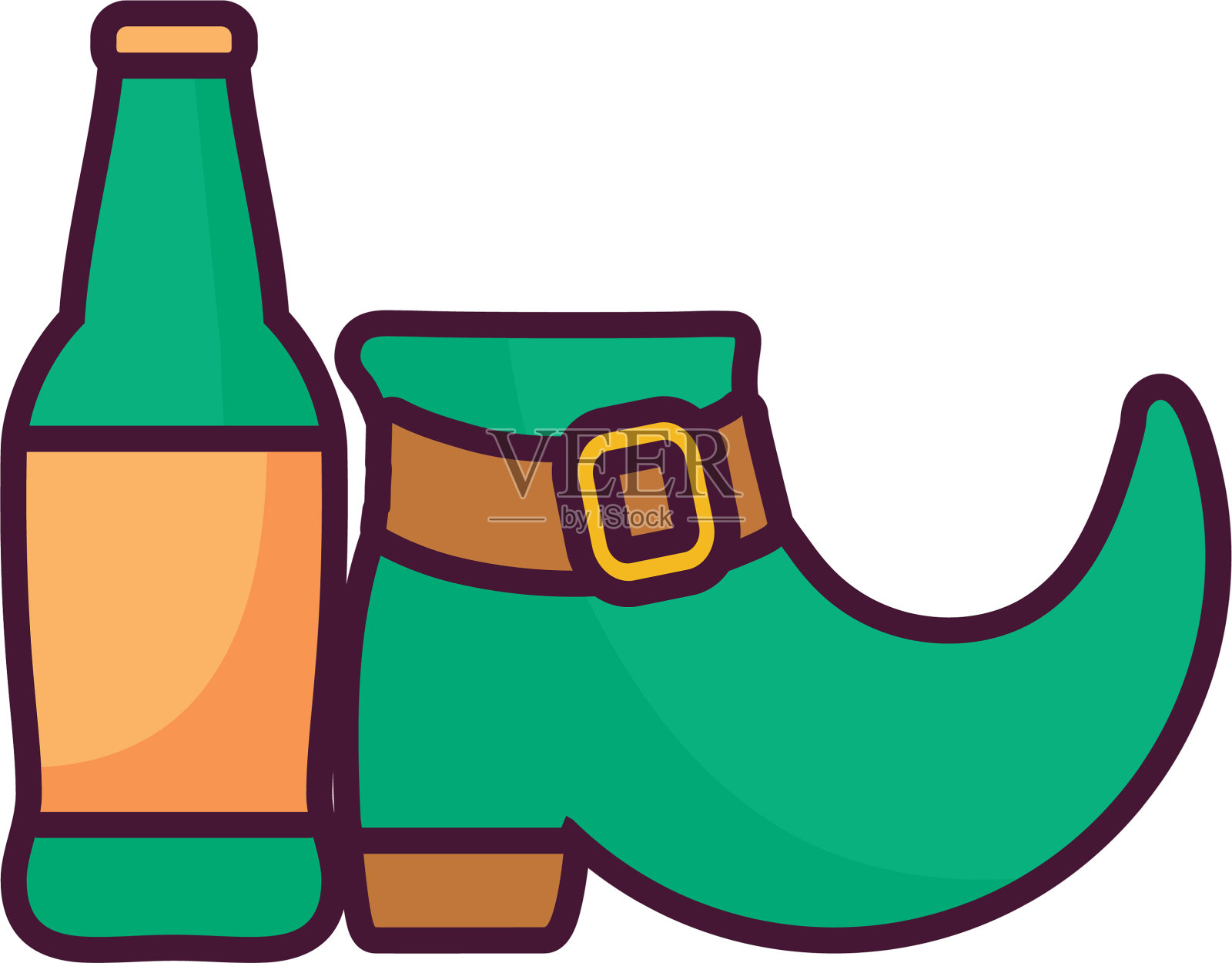 矮妖靴子和瓶装啤酒设计元素图片