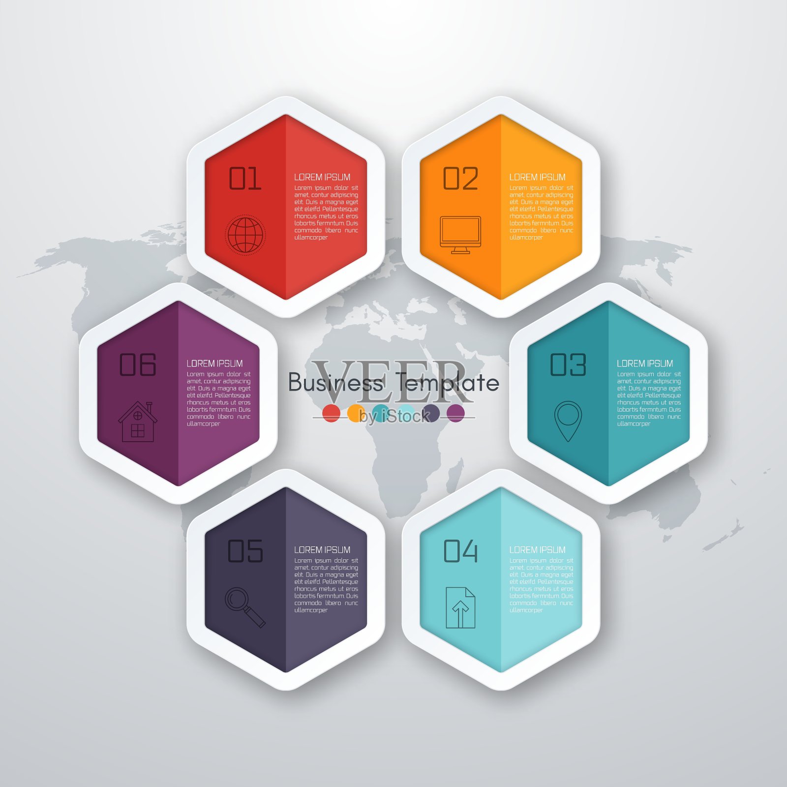 图表6个选项设计模板素材