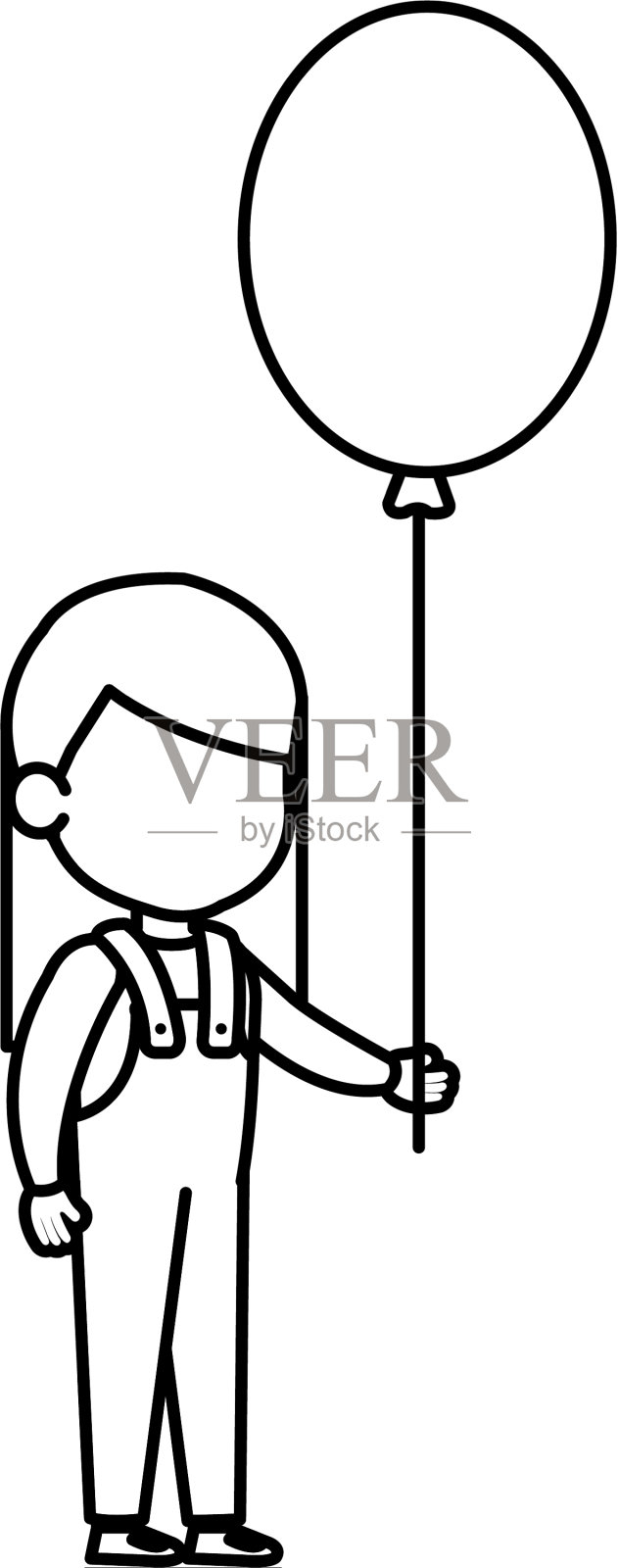 漂亮的小女孩拿着气球氦气设计元素图片