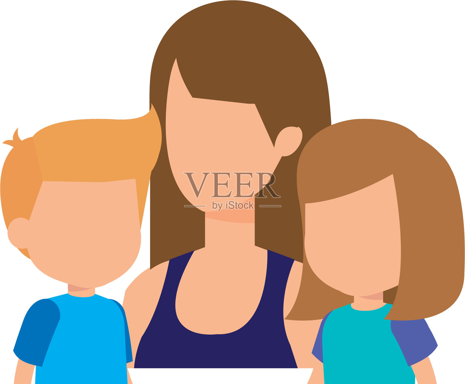 母亲与女儿和儿子的角色设计元素图片