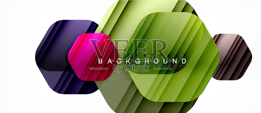 彩色六边形几何抽象插画图片素材