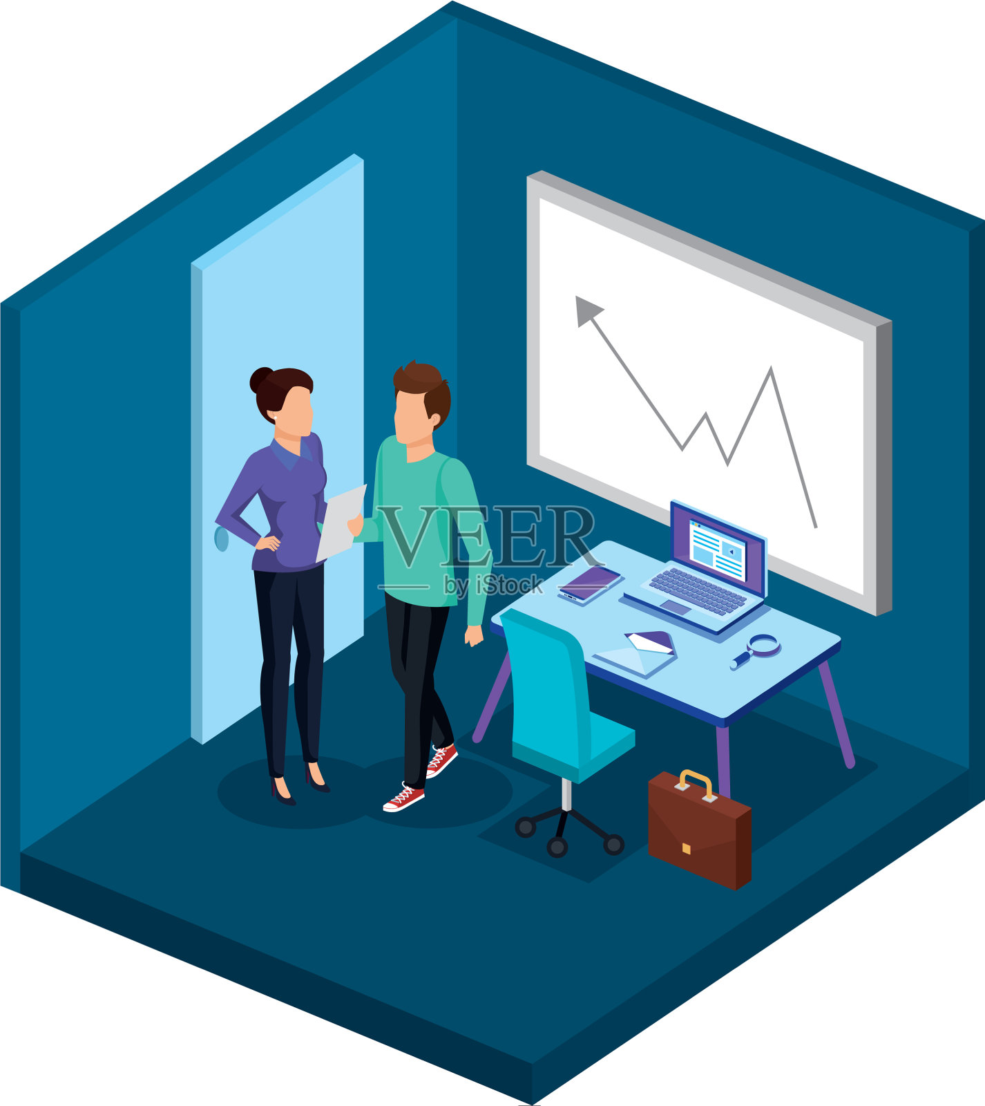 办公室场景中的商业情侣设计元素图片