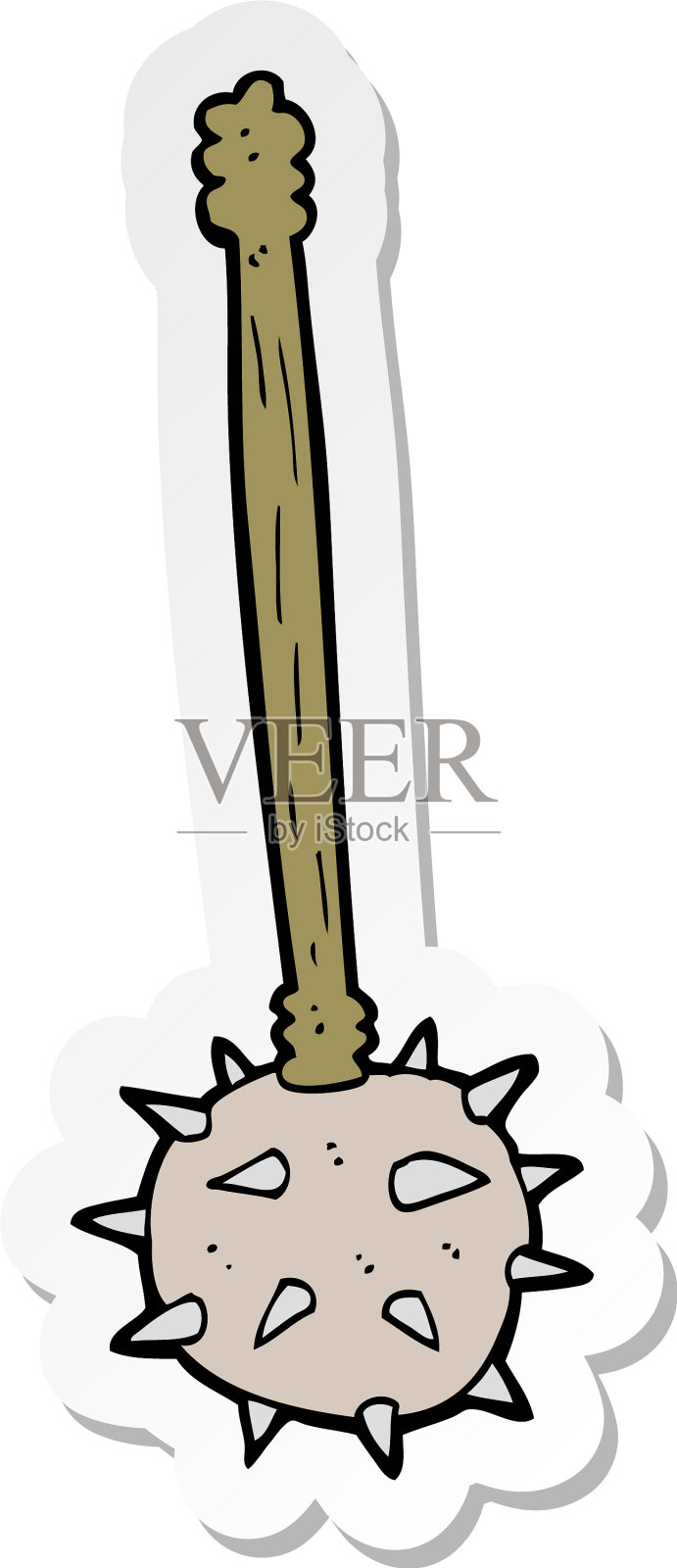 中世纪卡通狼牙棒贴纸设计元素图片