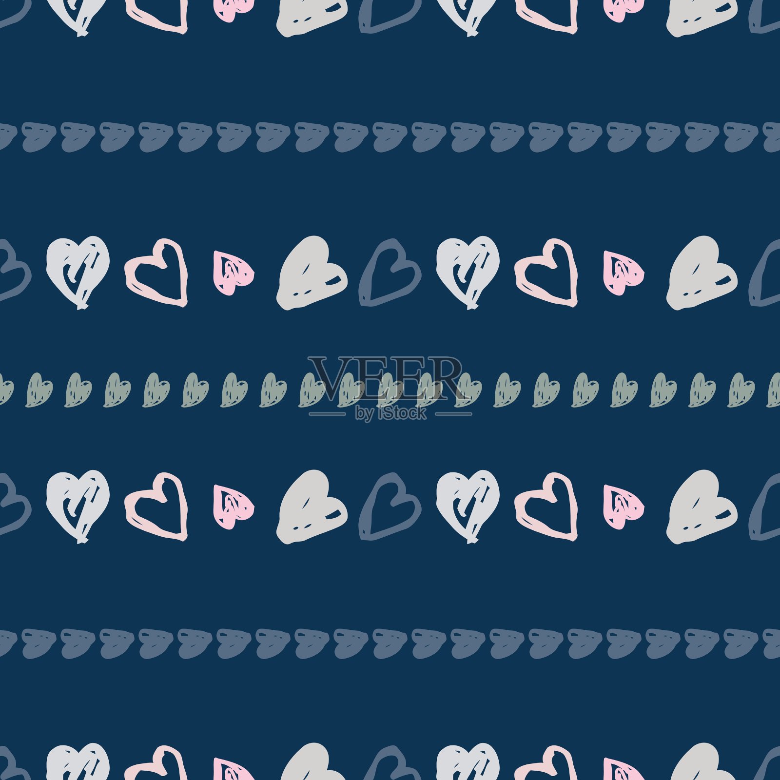 画上无缝的心形图案插画图片素材
