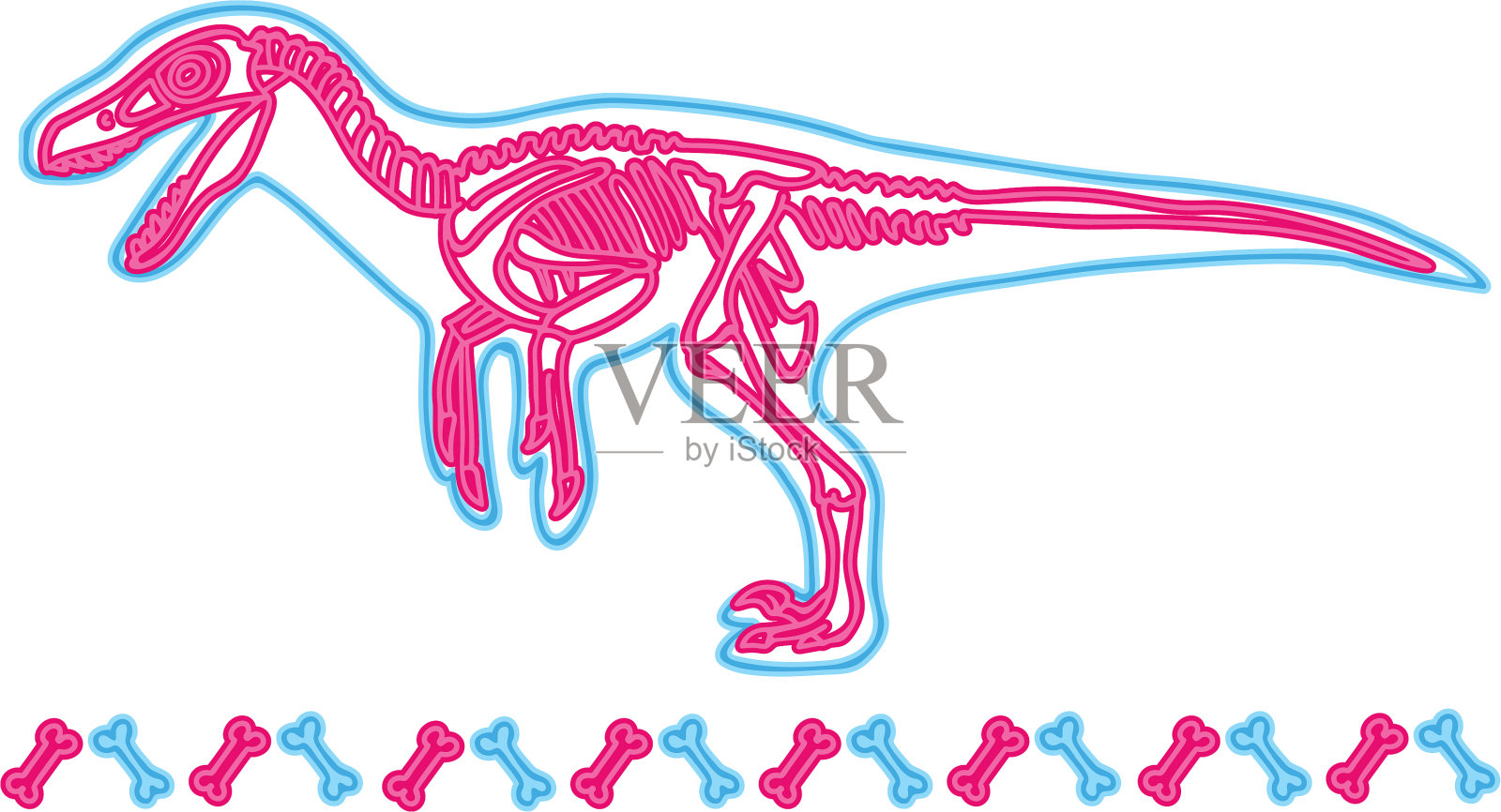 迅猛龙轻盈的霓虹骨架设计元素图片