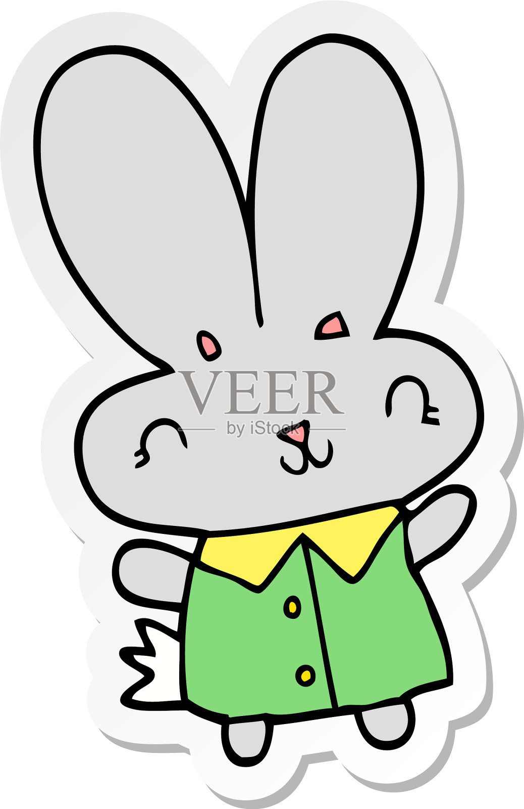 可爱的卡通小兔子贴纸设计元素图片