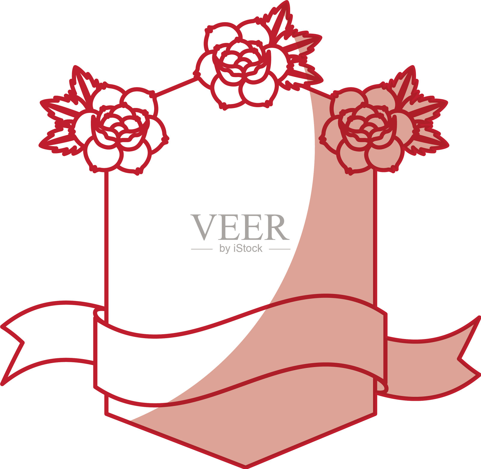 框架与玫瑰图标设计元素图片