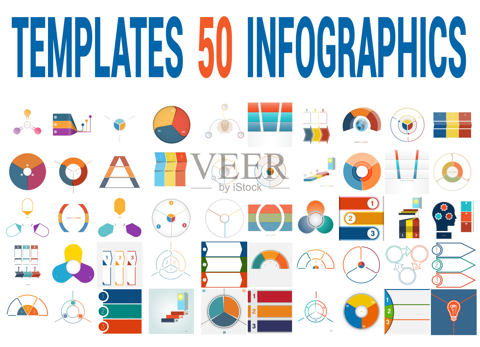 50个模板的信息图三个职位插画图片素材