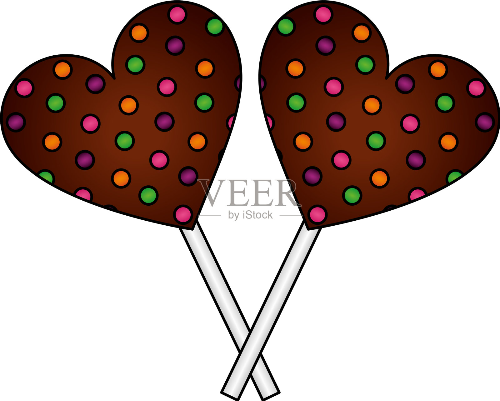 心形的巧克力棒棒糖设计元素图片