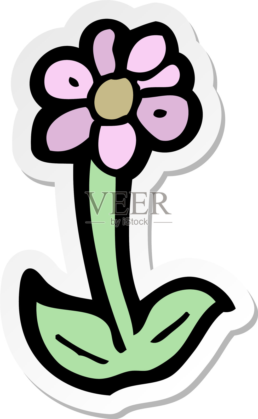 贴纸上有一个卡通花的标志设计元素图片