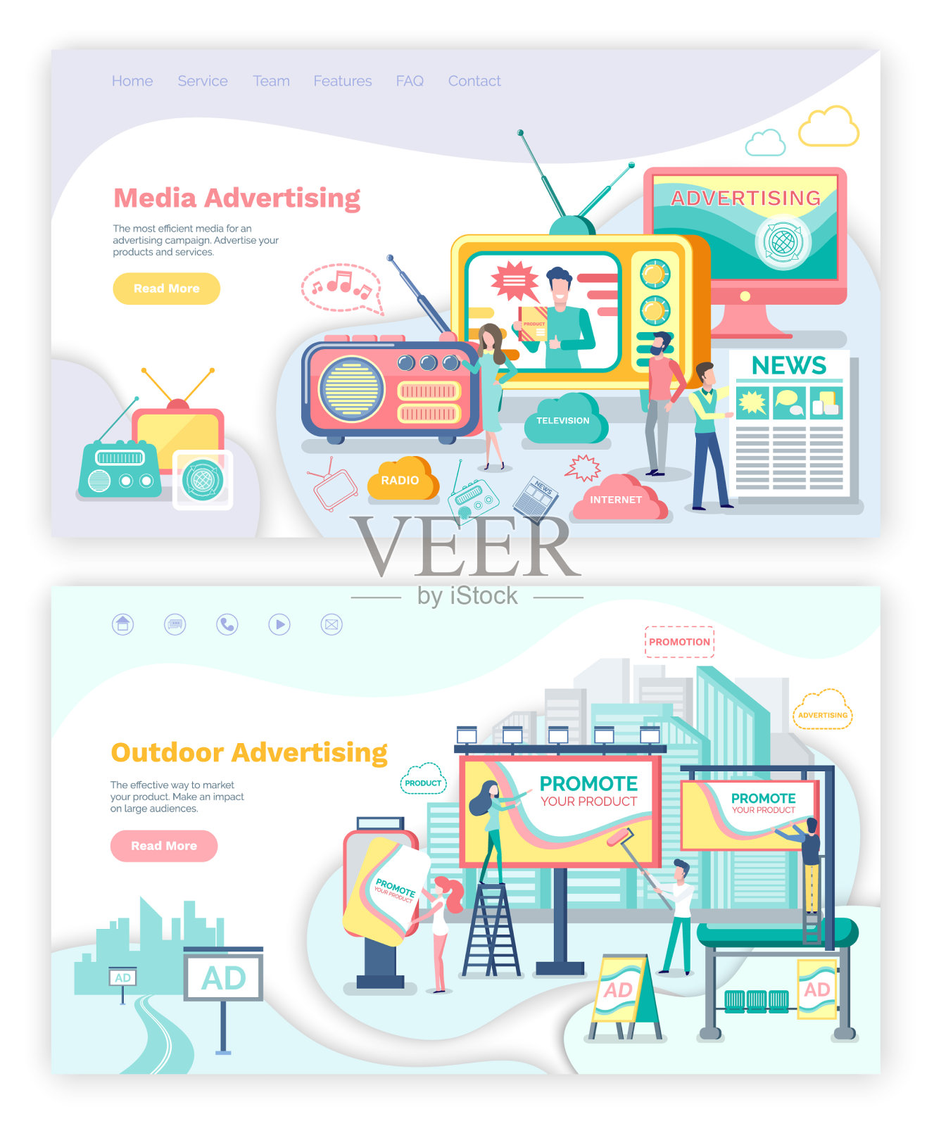 广告媒体服务和户外横幅插画图片素材