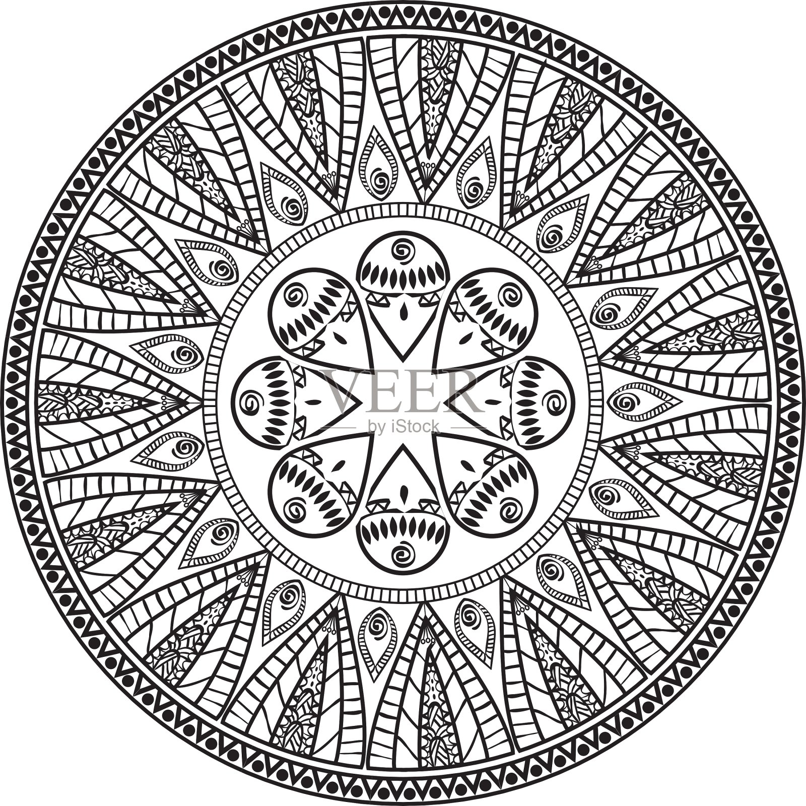 曼荼罗的东方符号插画图片素材