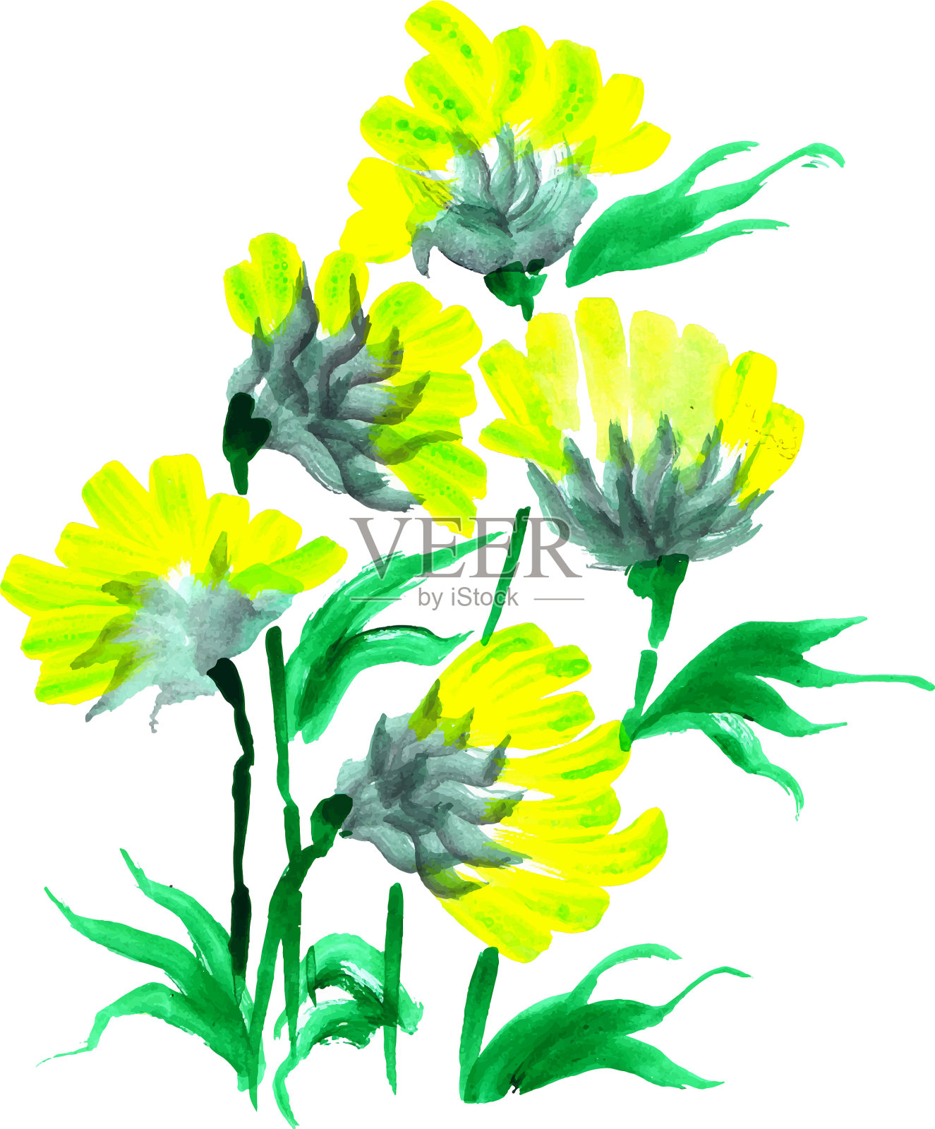 水彩画春季花卉收藏设计元素图片