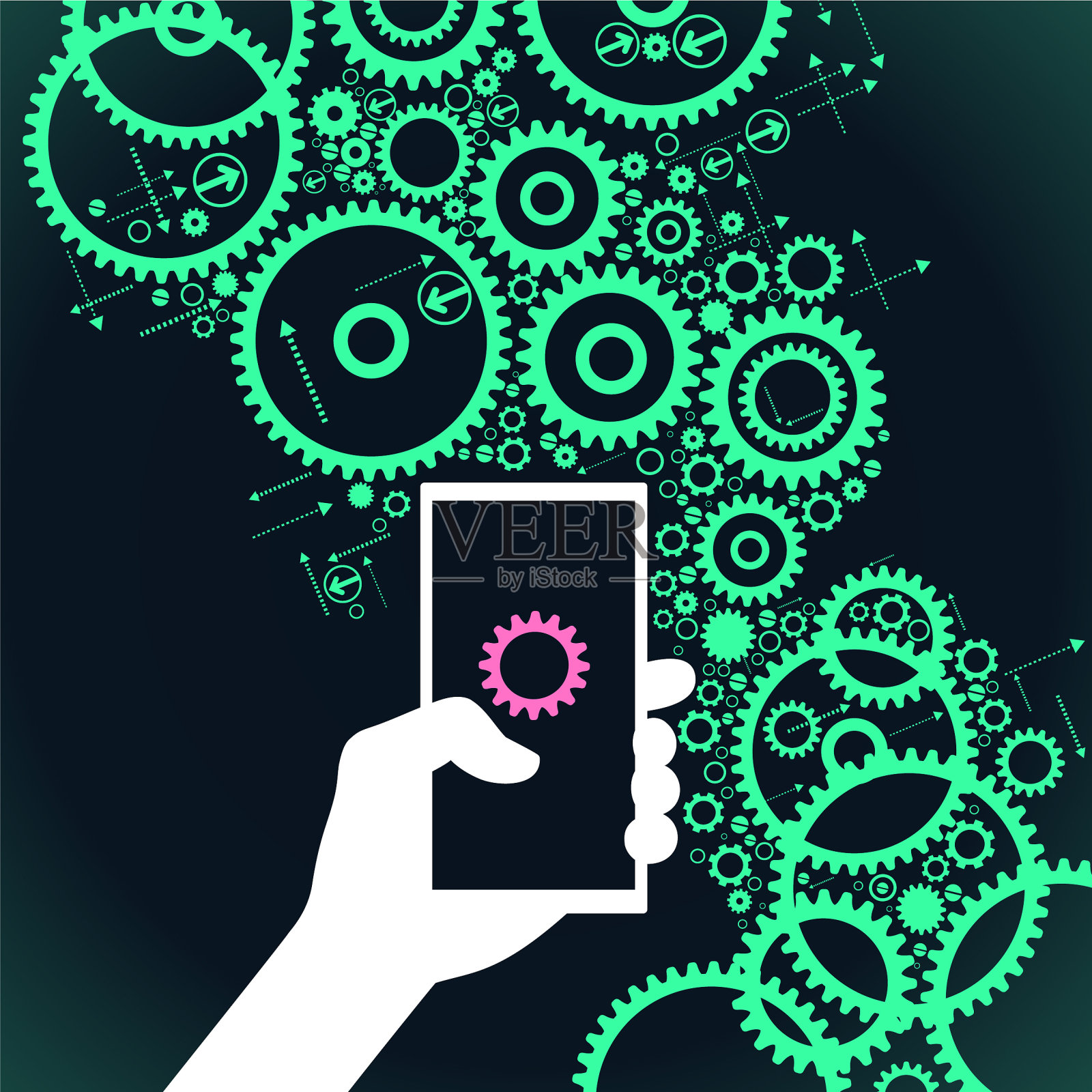 齿轮由人控制插画图片素材