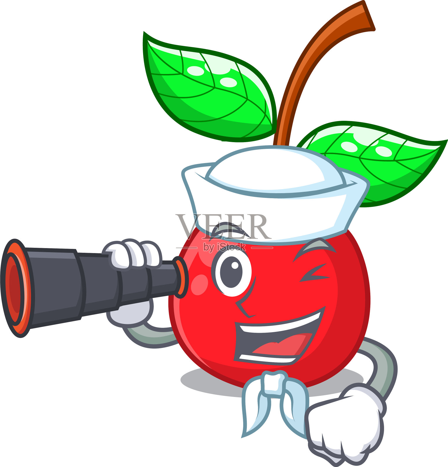 漫画中的水手和樱桃设计元素图片