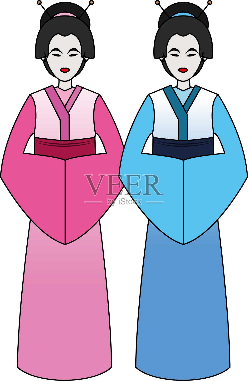 孤立的中国女性设计插画图片素材