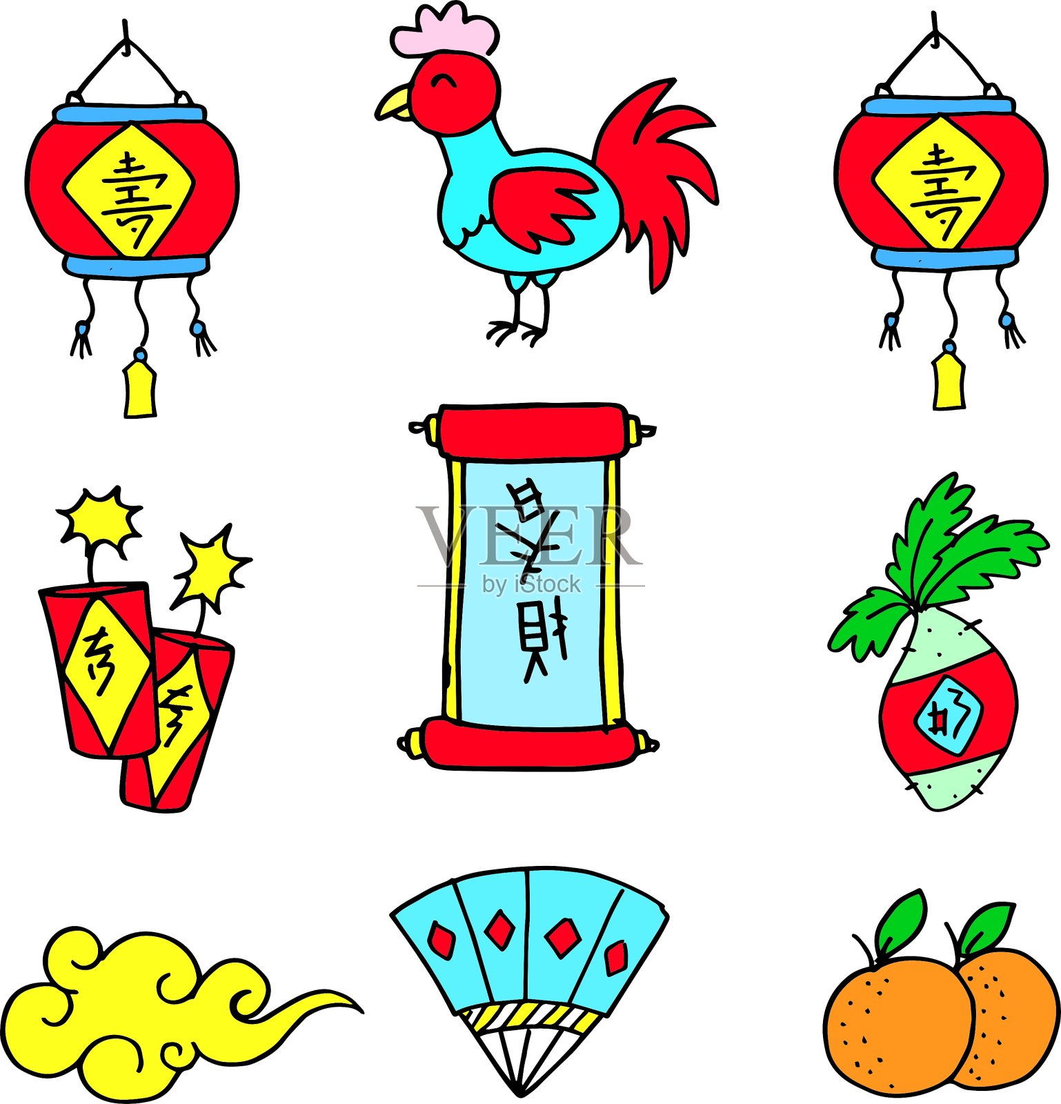 元素中国新年涂鸦插画图片素材