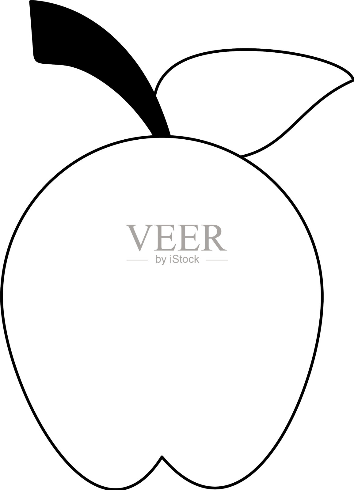 苹果水果卡通孤立黑白插画图片素材