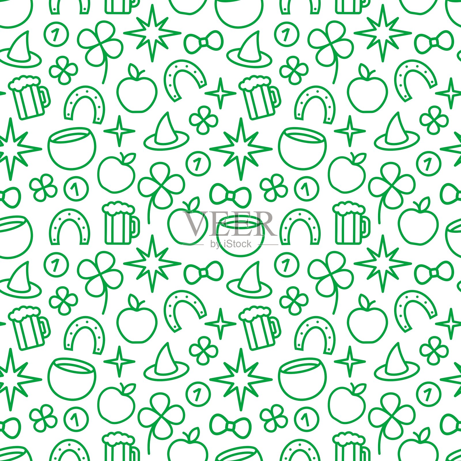 圣帕特里克节无缝模式插画图片素材