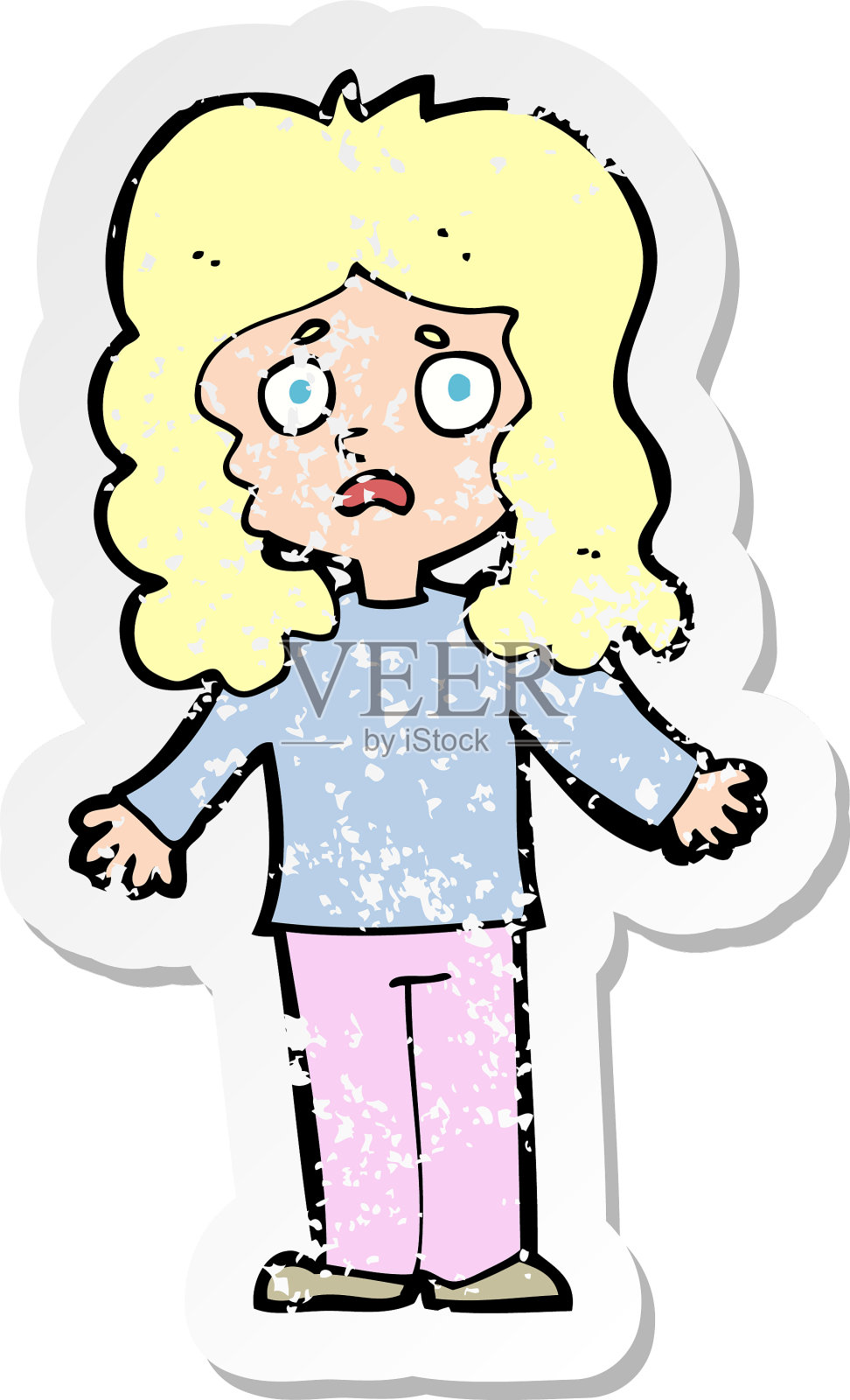 复古心疼贴纸的一个卡通担心设计元素图片