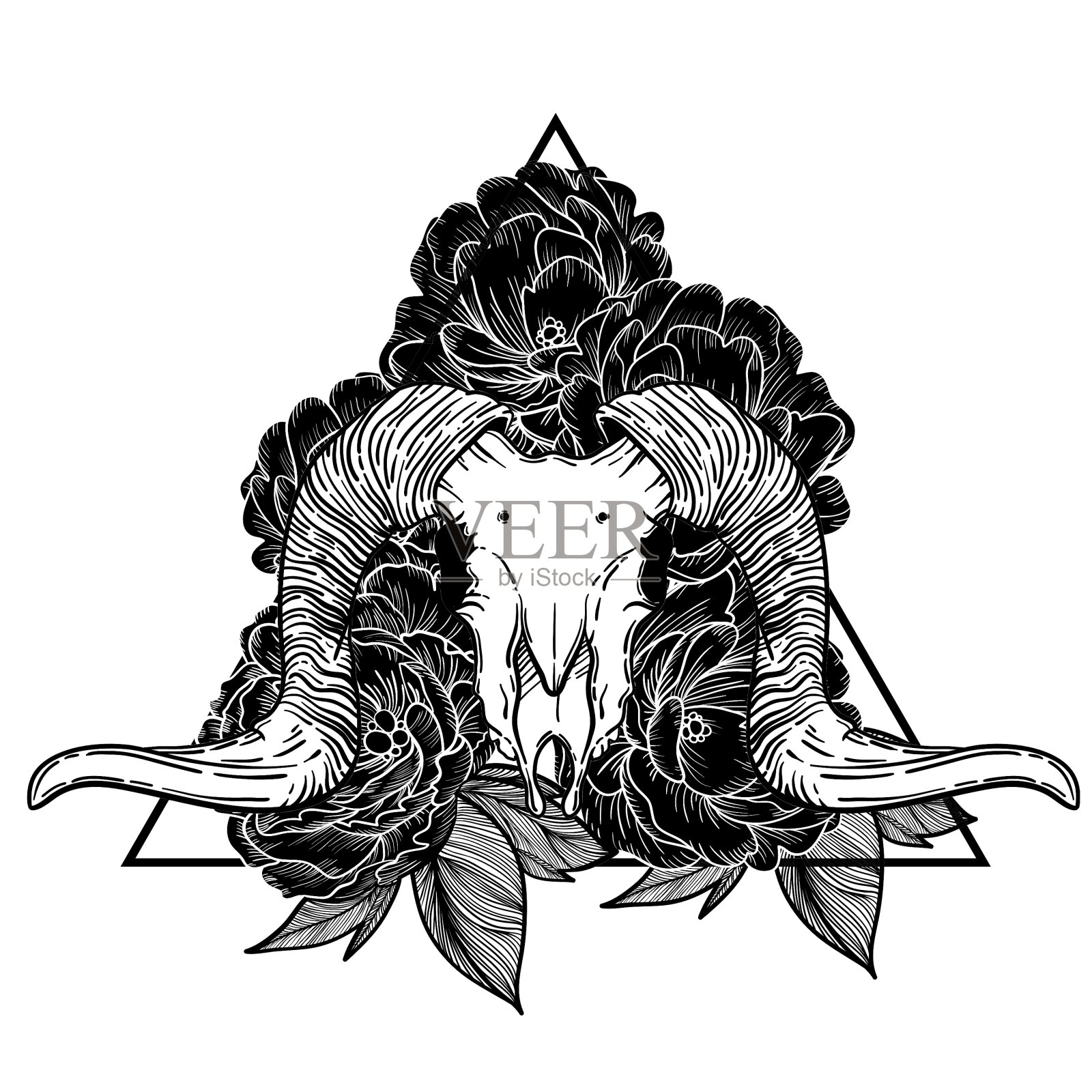 公羊头骨神秘符号山羊设计元素图片