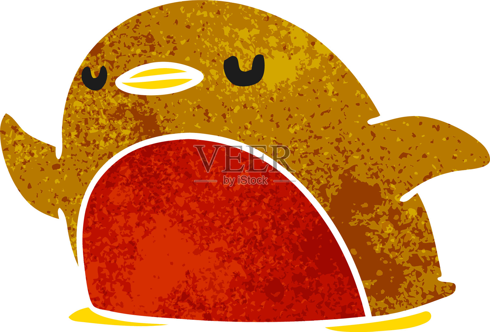 复古卡通可爱可爱的红知更鸟设计元素图片