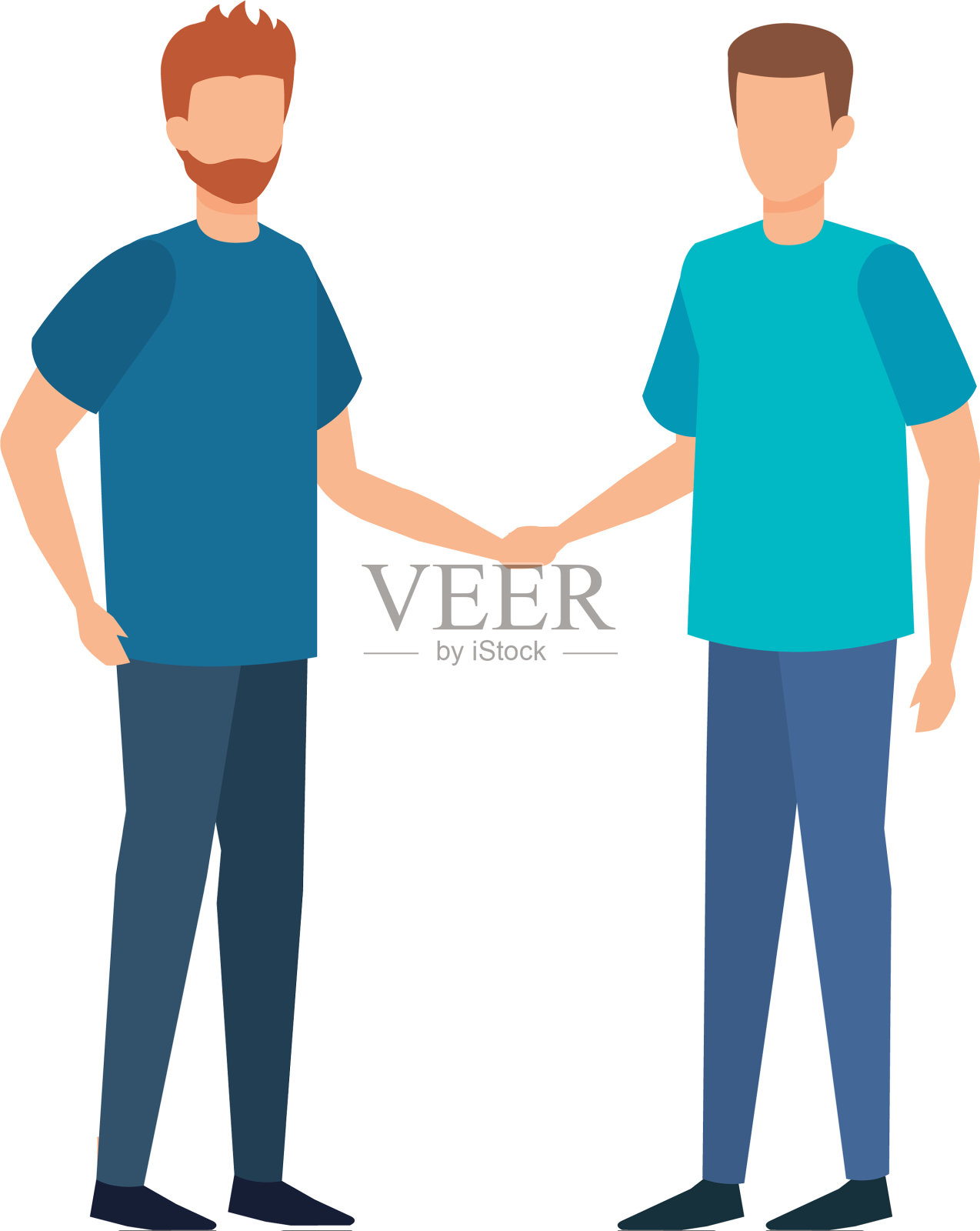 年轻而随意的一对男人角色设计元素图片