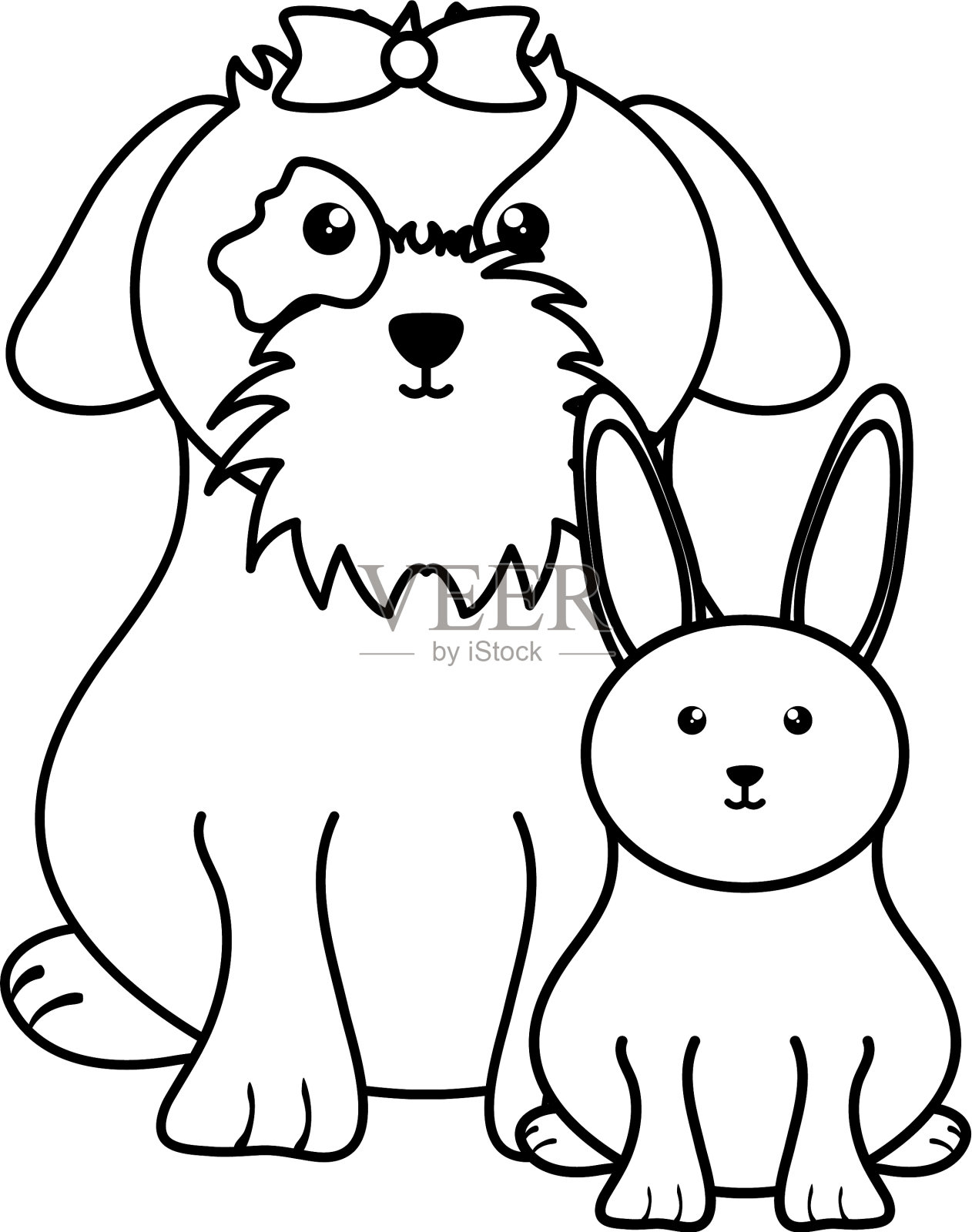 可爱的小兔子和狗设计元素图片